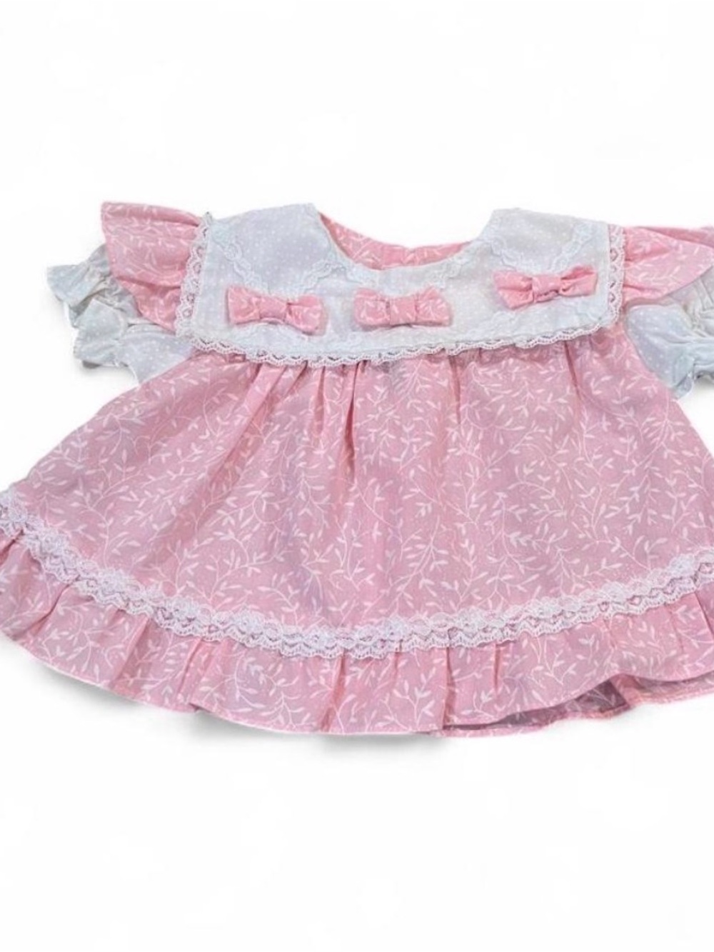 Vintage 1980-1990 Pink Lace Bow Baby Doll Dress - Mayfair